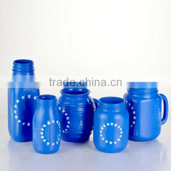 3colorful machine made galss vases the mouth tangle twine hemp rope decoration