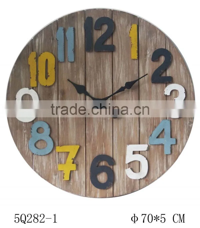 new 70"D french style round wood hanging clock