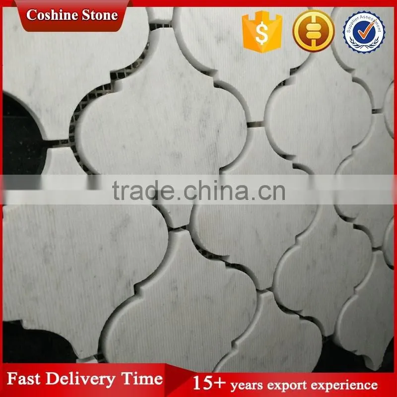 Popular morden lantern shape carrara stone mosaic tile kitchen backsplash