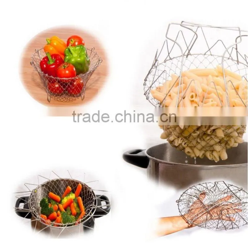 Metal Wire Strainer Mesh Collapsible Egg Basket Farm Canning Multi Purpose
