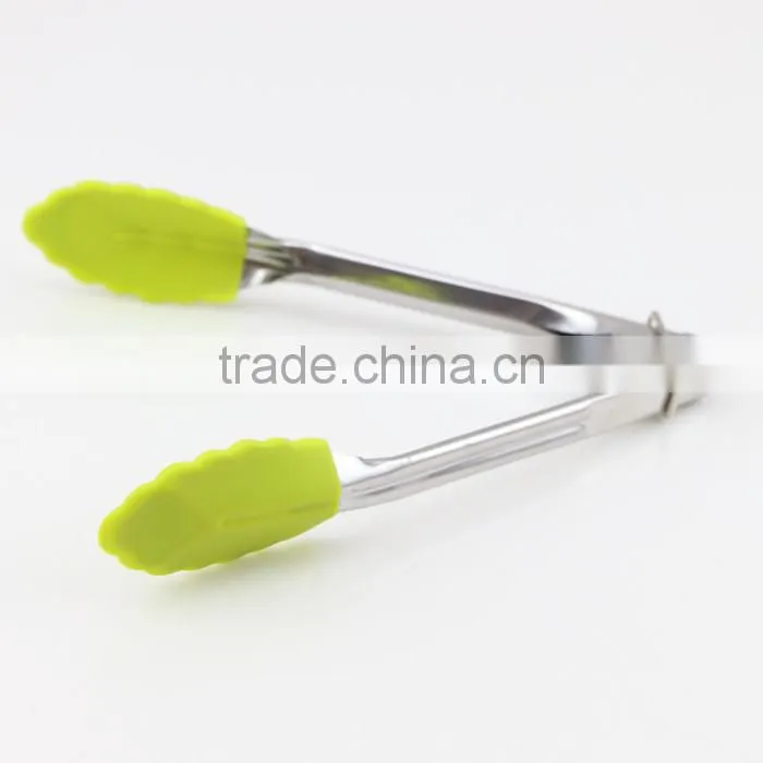Fresh Silicone Stainless Steel Food Tongs Kitchen Tools, 7 inch