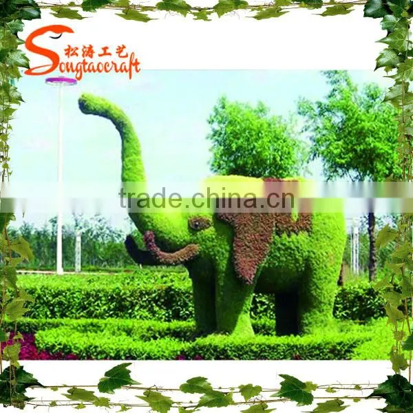 Hot sell artificial animal green sculpture customized garden green sculpture plastic large artificial elephant sculpture