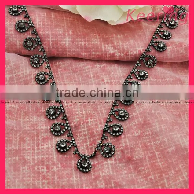Fashion black rhinestone crystal chain trim WRC-174