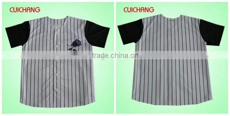 Blank baseball jersey white&stripe baseball jersey cc-053