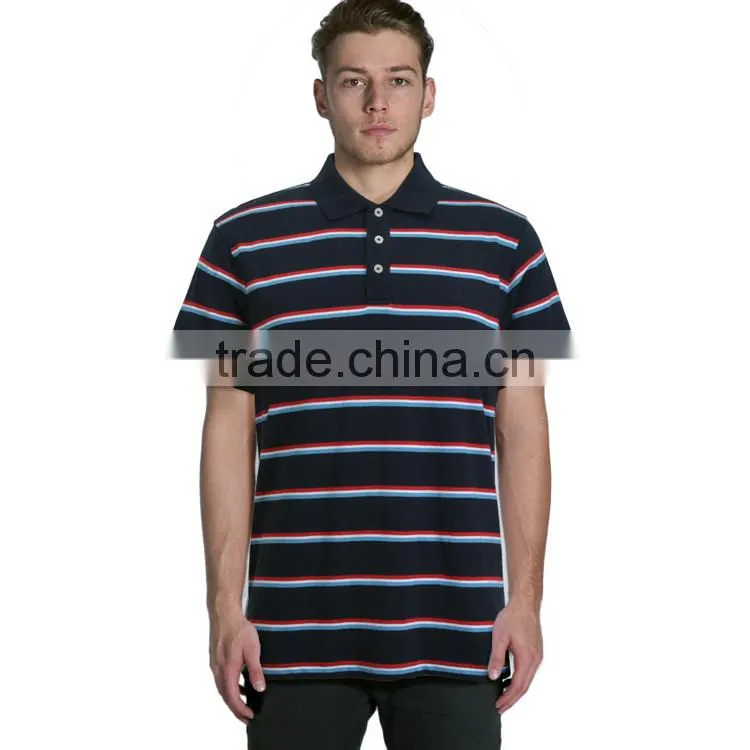 men's yarn dye striped polo tee shirt,
