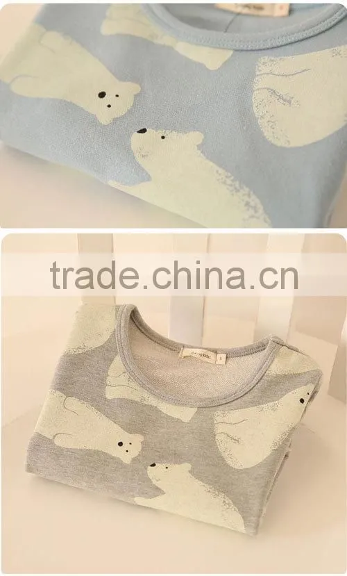 Children's cotton thickening polar bear prints long sleeved autumn outfit