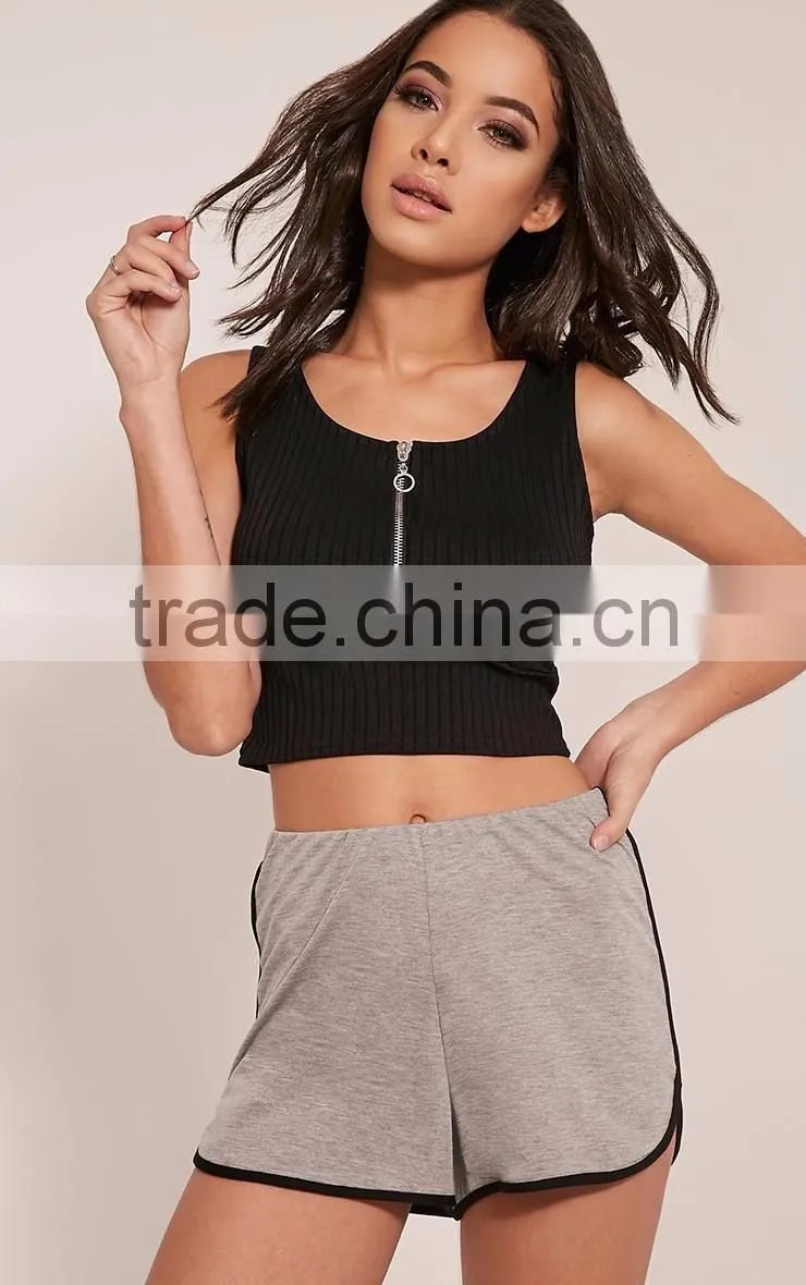 MGOO Women Grey Contrast Runner Shorts Cotton Running Shorts Sport Hot Shorts