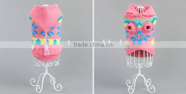 Custom Pink Pet Crochet Clothes Hoodie Apparel Hand Knit Dog Sweaters