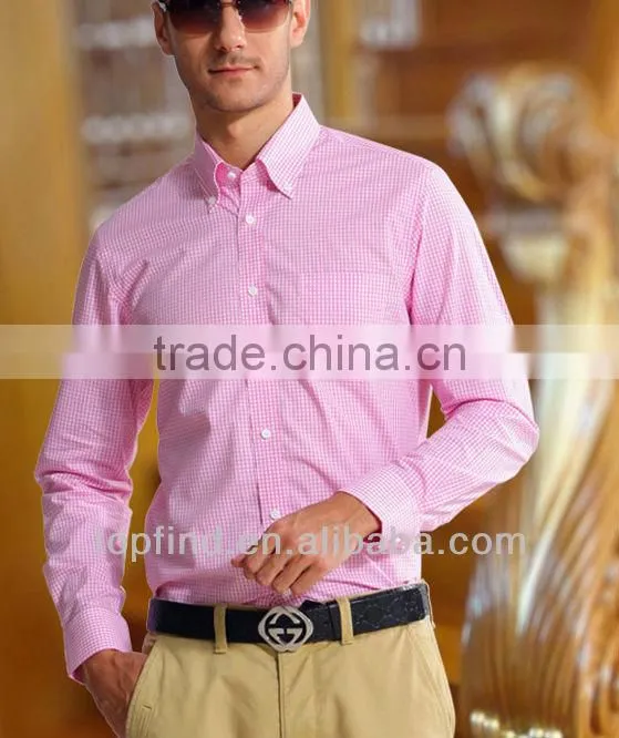 Fashionable classic long sleeve blue plaid dress shirts for man