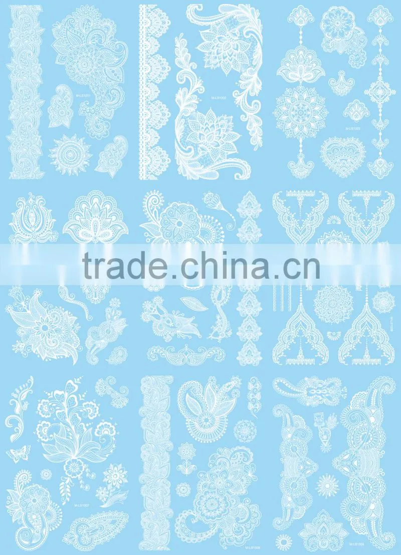 Custom temporary bridal white lace tattoos