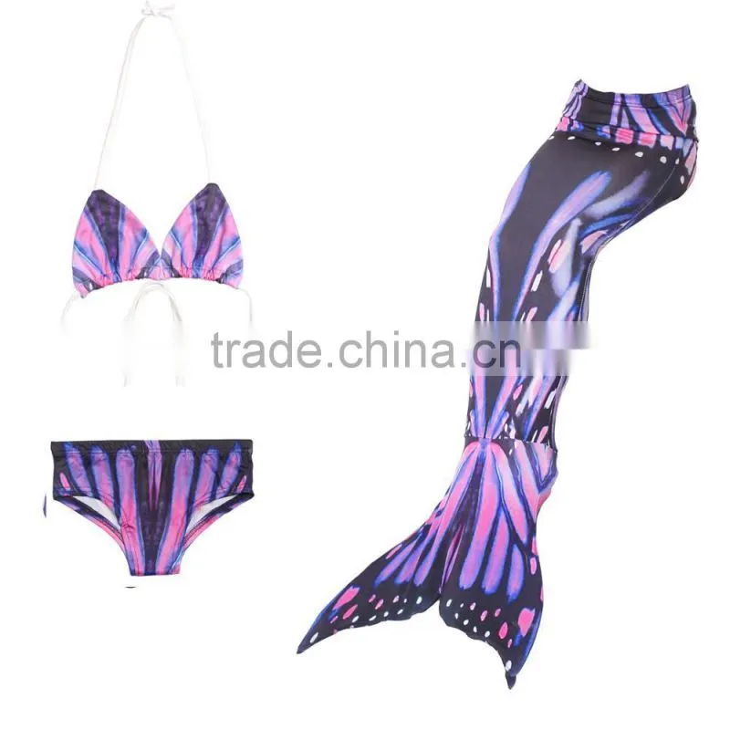 Swimmable Mermaid Tail Costume Swimsuit for Girls Kid Swimming with Bathing Bikini Set