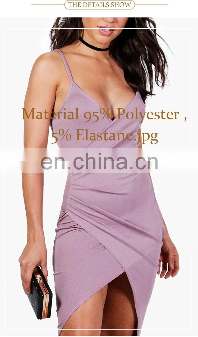 new design Spaghetti straps sexy women Wrap Midi dress