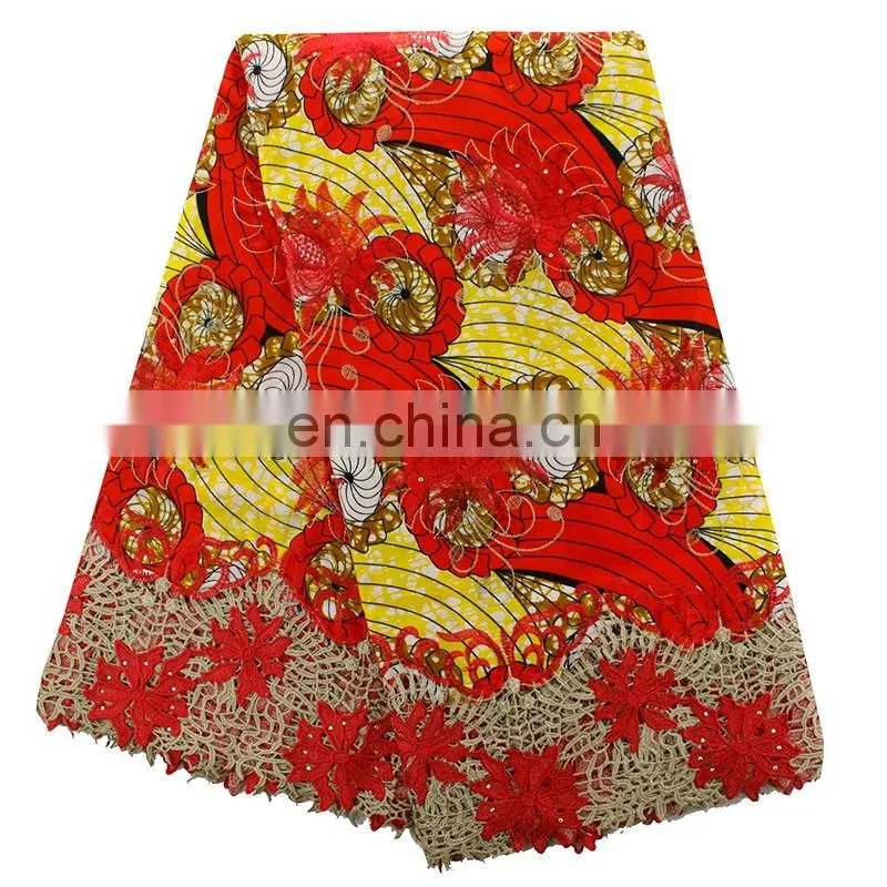 2016 unique african print with tulle fabric for women