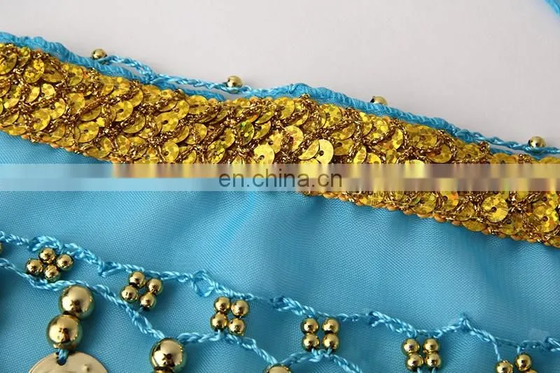 Y-2058 New product chiffon glittery gold coin children belly dance hip scarf