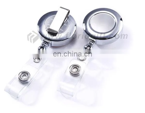 Metal retractable ID badge reel with reinforced PVC strap
