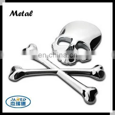 3D Skull Metal Car Motorcycle Sticker Label Skull Emblem Badge
