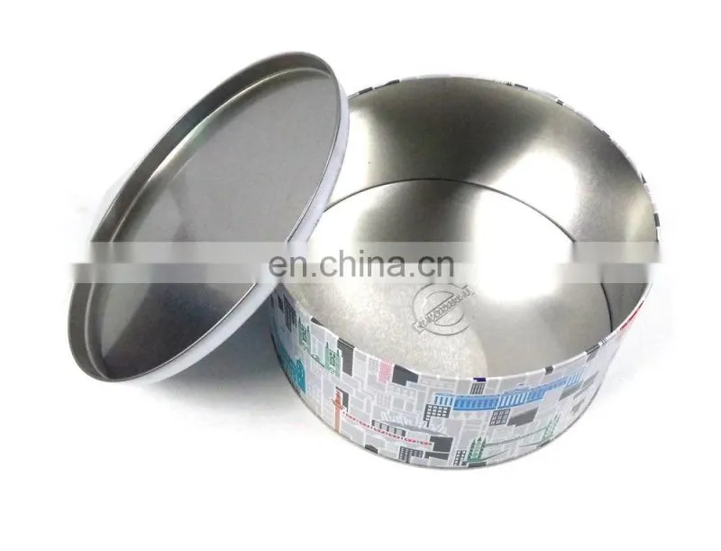 big round cake tin box/cake Packing tin box