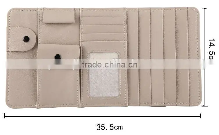 New Multi-function 7pcs Disks CD DVD Glasses Cards Sotre Case Holder Bag for Auto Vehicle Truck Sun Visor Organizer Beige