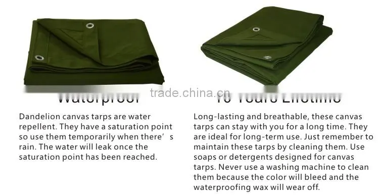 olive green polyester cotton heavy duty waterproof canvas tarps