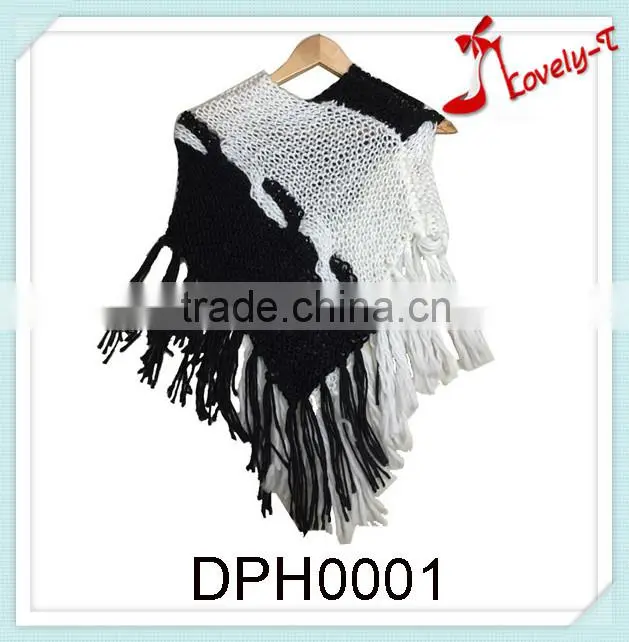 New arrival fashion lovely girl's computer knit poncho and sweater with tassels