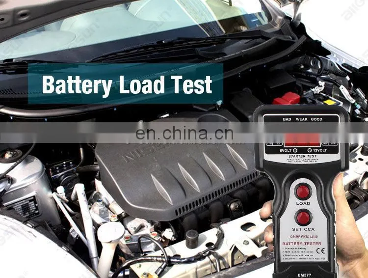 Allosun EM577 12V Digital Car Battery Tester 12V Digital Battery Analyzer CCA Tester Cold Temp Battery Load Charging Tester