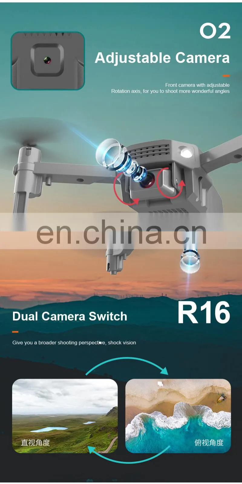 New Arrivals Toy Drone R16 Photography Quadcopter Mini Drone With 4k Dual Camera UAV