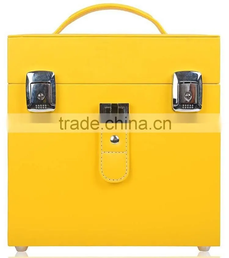Nail Accessories Organizer and Makeup Train Case, custom hard shell nail polish organizer case,yellow aluminum nail makeup case