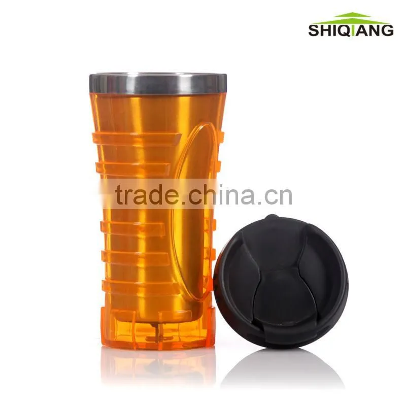 450ml double wall auto tumblers with colorful plastic outer shell