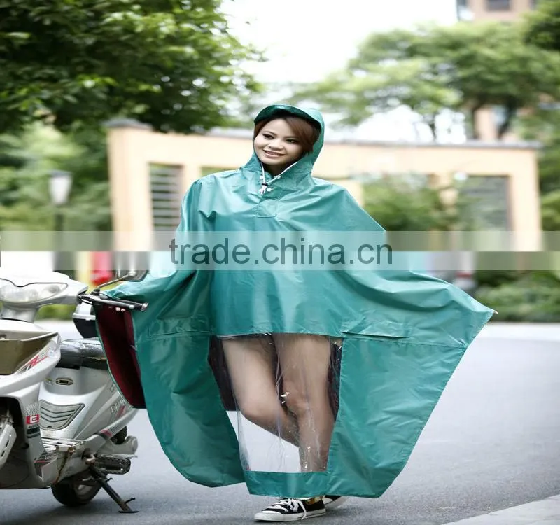 Eco-friendly oxford fabric long pvc raincoat for motorcycle riders