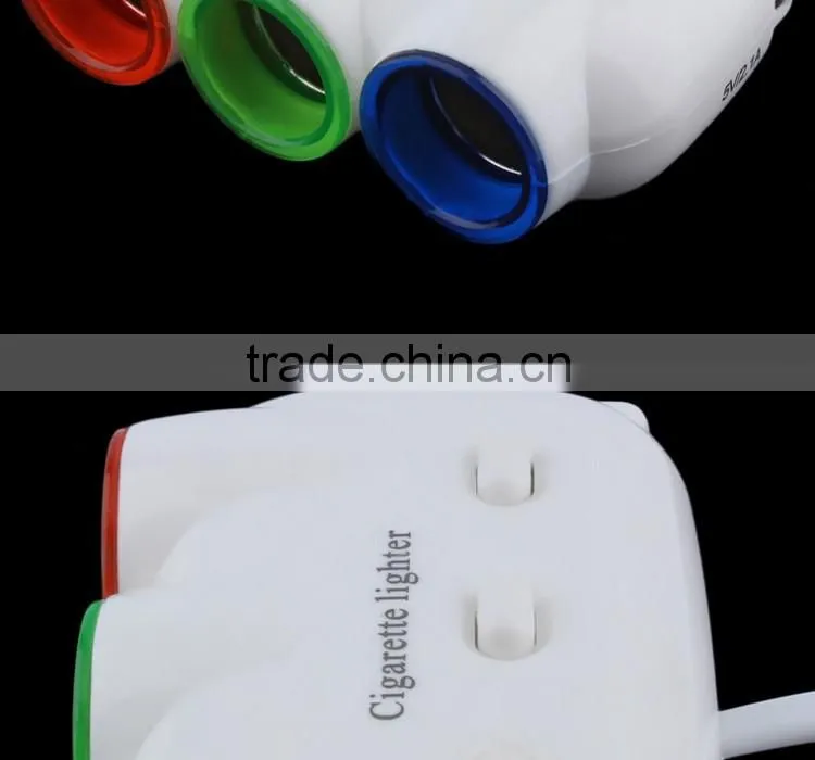 new products 2016 High Quality Triple3 Way Splitter+Dual USB Port Car Cigarette Lighter Socket Splitter Charger with gps tracker