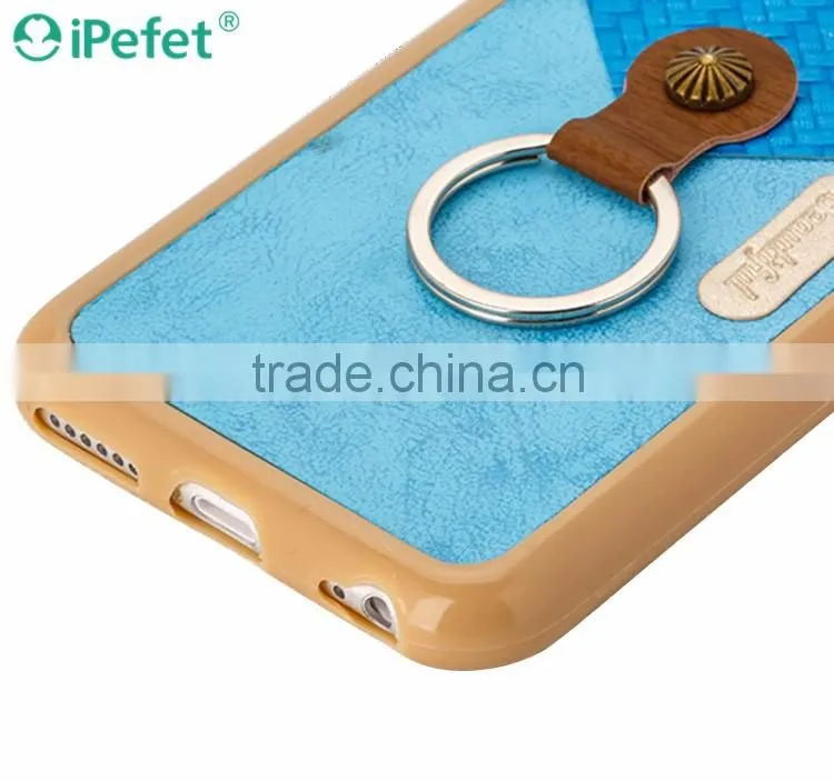iPefet-New Arrive Premium Hybrid Leather TPU Bumper Case For iPhone 6/s With Ring
