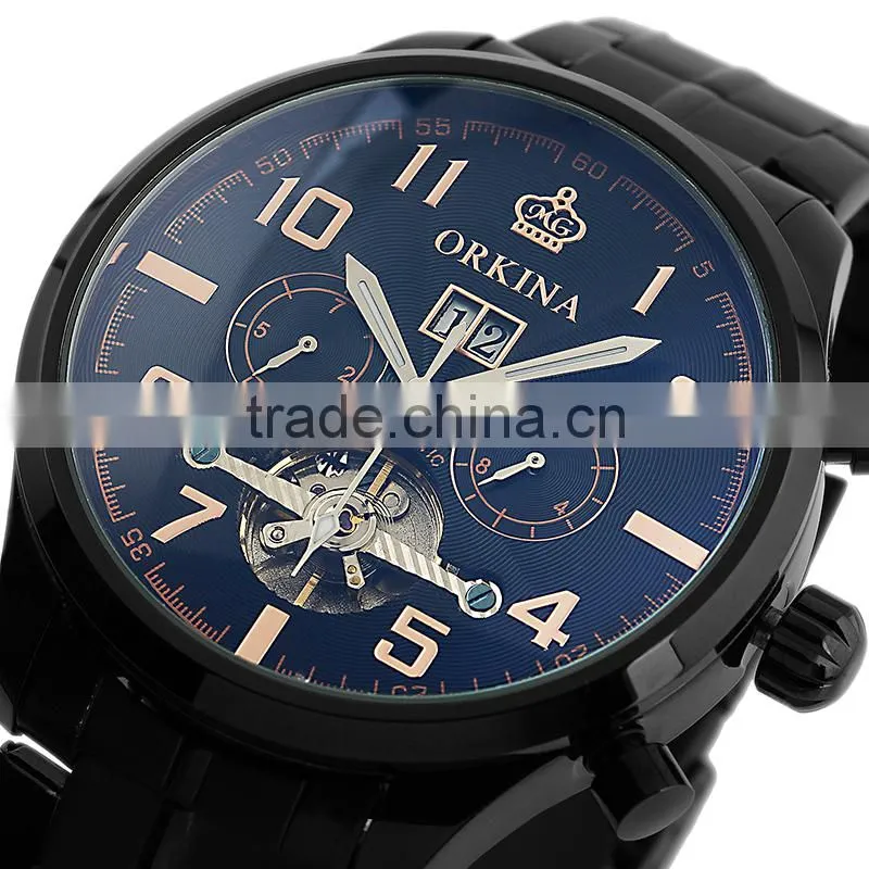 Black Tourbillon Mechanical Watch WM372 Teenage Fahion Watches