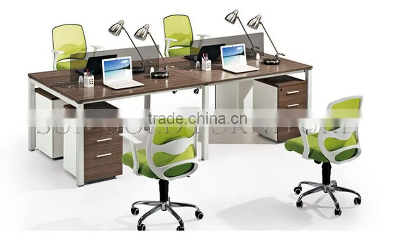 Modern 4 seat straight workstation,linear steel frame office partition ( SZ-WS005)