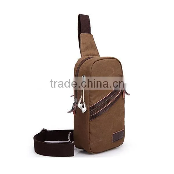 Men Vintage retro Canvas chest bag with shoulder canvas satchel bag tote bag