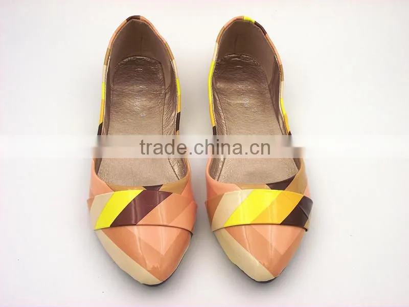 2016 wholesale factory price special leather multicolor lady flat shoes in stock