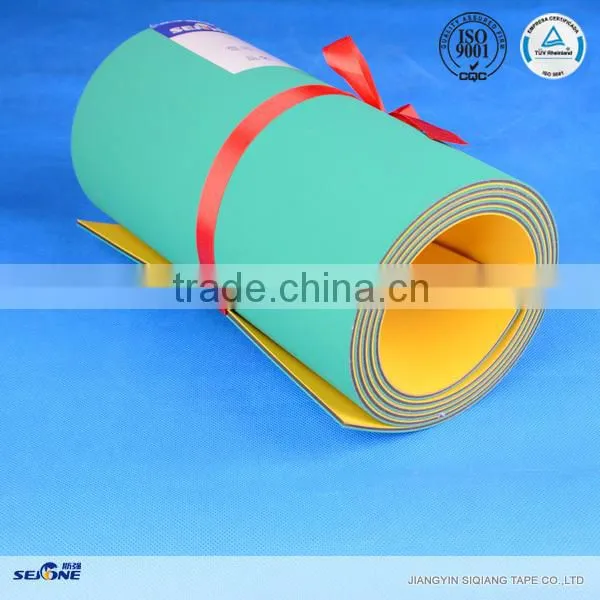 4.0MM yellow/green Rubber flat transmission belt high energy saving and China antistatic blet