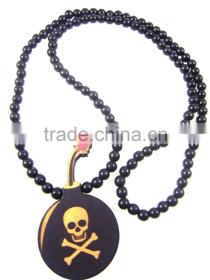 Men's Hip Hop good bamb Pendants Wood Rosary Chains Beads wooden Necklaces