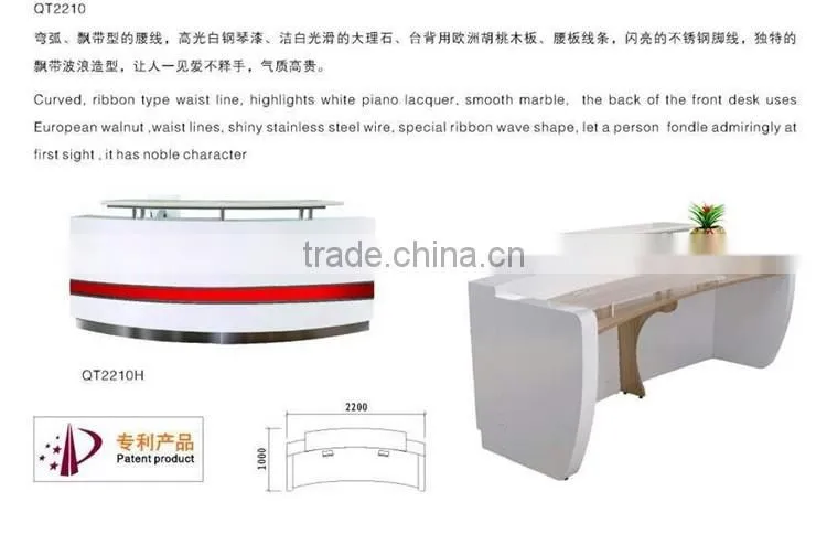 High quality round reception desk with tempered glass top