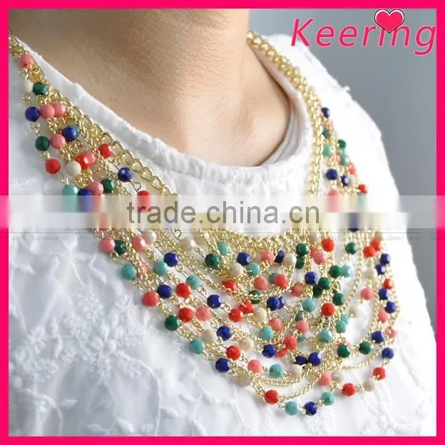 Wholesale elegant latest model fashion colorful beaded necklace WNK-274