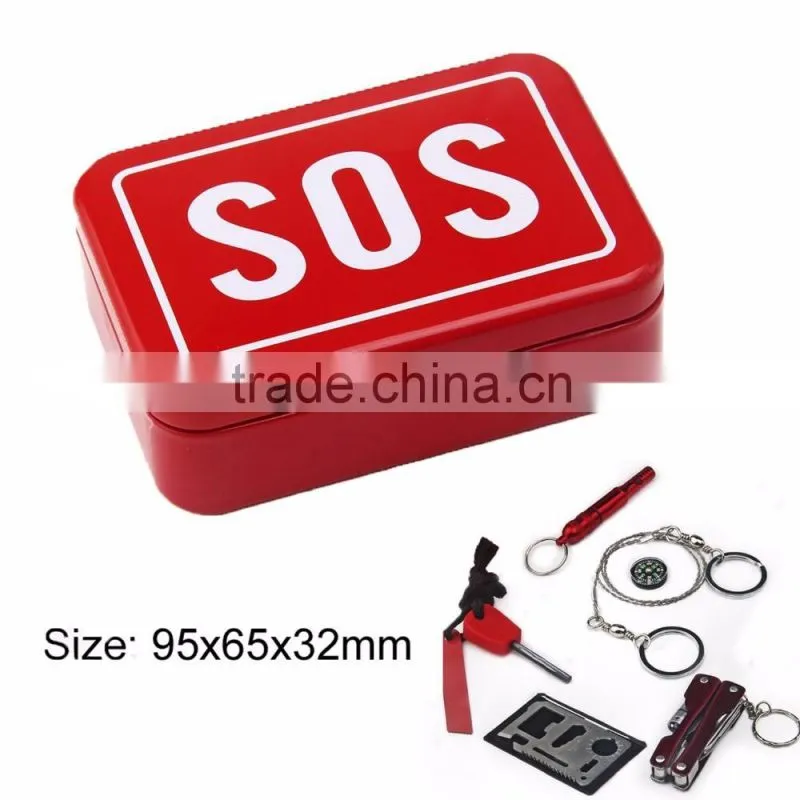 2016 portable SOS camping survival kits self help emergency gear tool box set wholesale hot