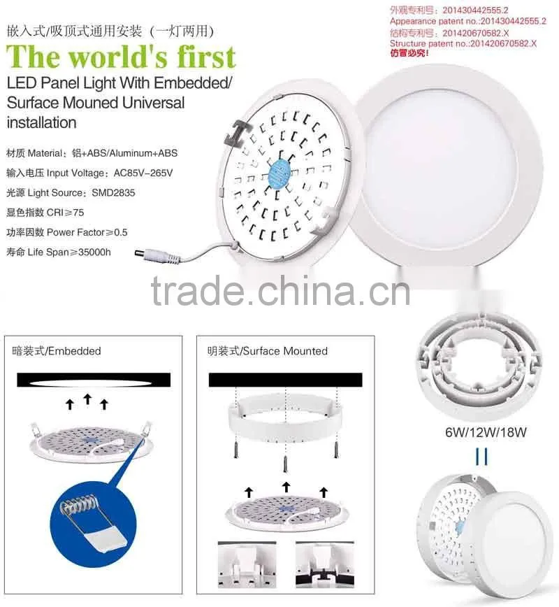 The Most Competitive Top Sell LED Panel Light Embedded/Surface LED Panel Light