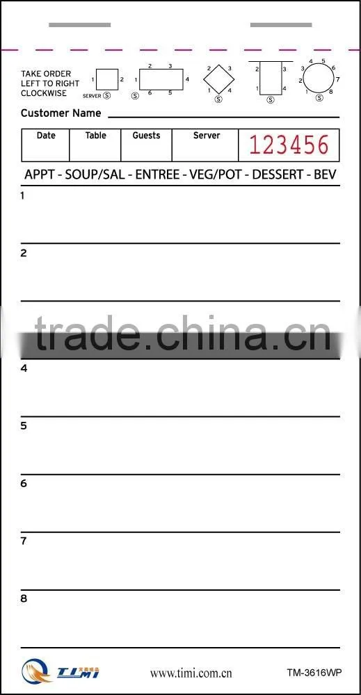 Guest check ,Restaurant docket book,waiter docket book