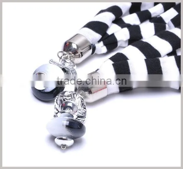 Striped charm large beaded scarf with jewelry