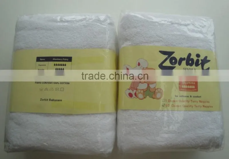BD1061ZB HOLLEE Zorbit brand baby cloth 100%cotton sanitary washable/reuse pure white towel /blanket /unisex