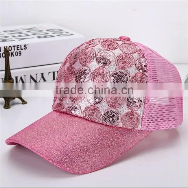 hot selling fashion sparkle bling sequin baseball cap hard hat