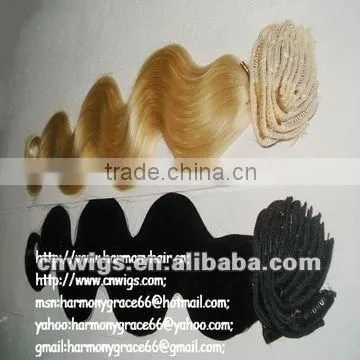 QUALITY REMY Mixed color clip on indian hair extensions