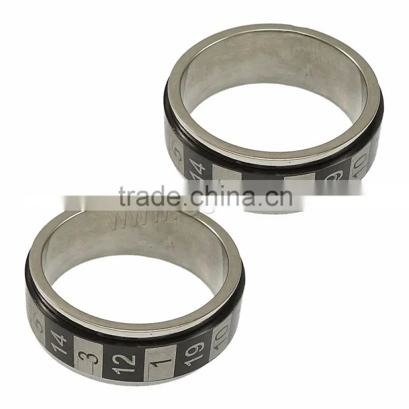 Number pattern Two tone Stainless Steel Finger Ring