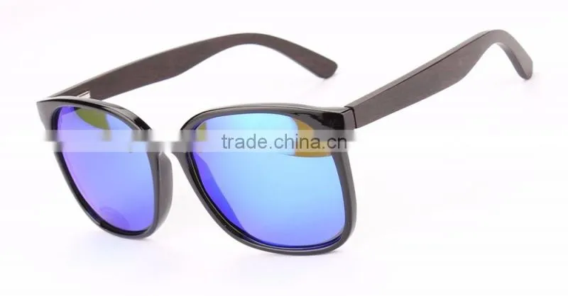 JMP608 Plastic Frame Blue UV400 Lens Ebony temple wood Sunglasses