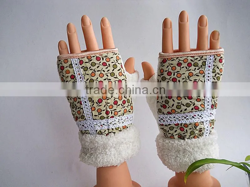 ladies fashion fingless winter gloves