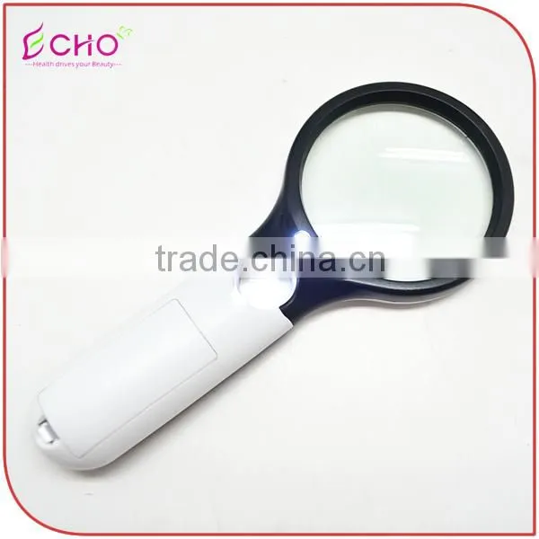 Handheld White-Black Magnifier Loupe with 3 LED Light